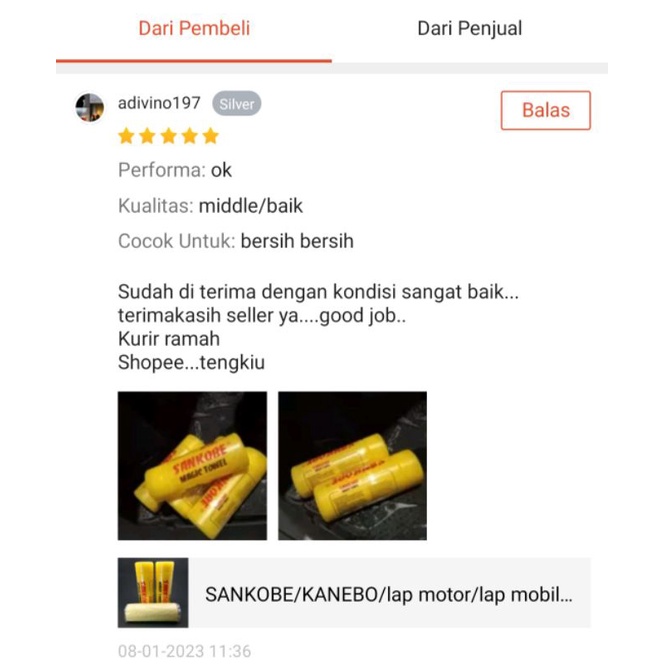 Kanebo Sankobe Lap Chamois Serat Sintetis Motor Mobil Dapur Serbaguna 20x32x0,2cm Murah Grosir