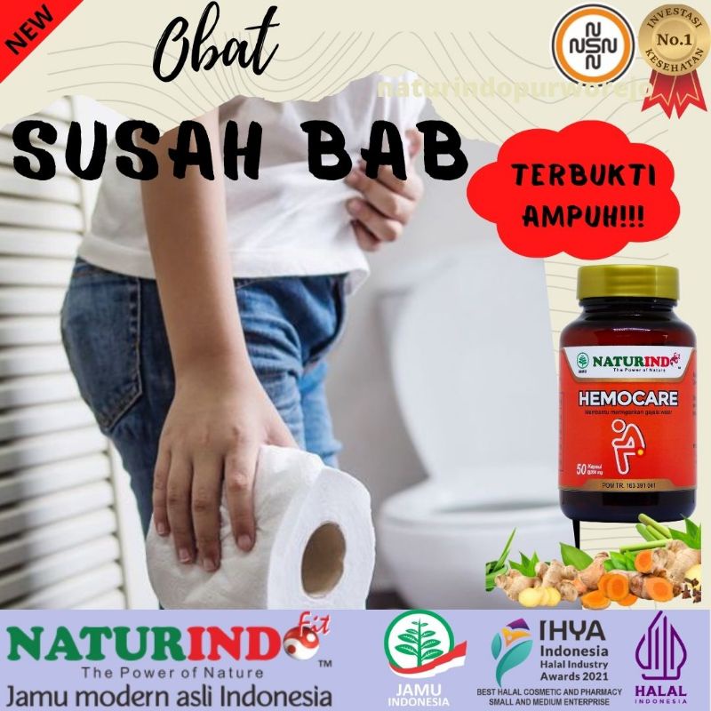 Obat Herbal Sembelit Pelancar Bab Susah Bab Sulit 50 Kapsul Naturindo Hemocare