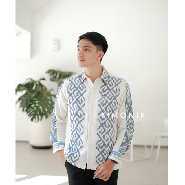 KIMONIK BAJU TENUN KEMEJA KIVALACE BROKEN WHITE