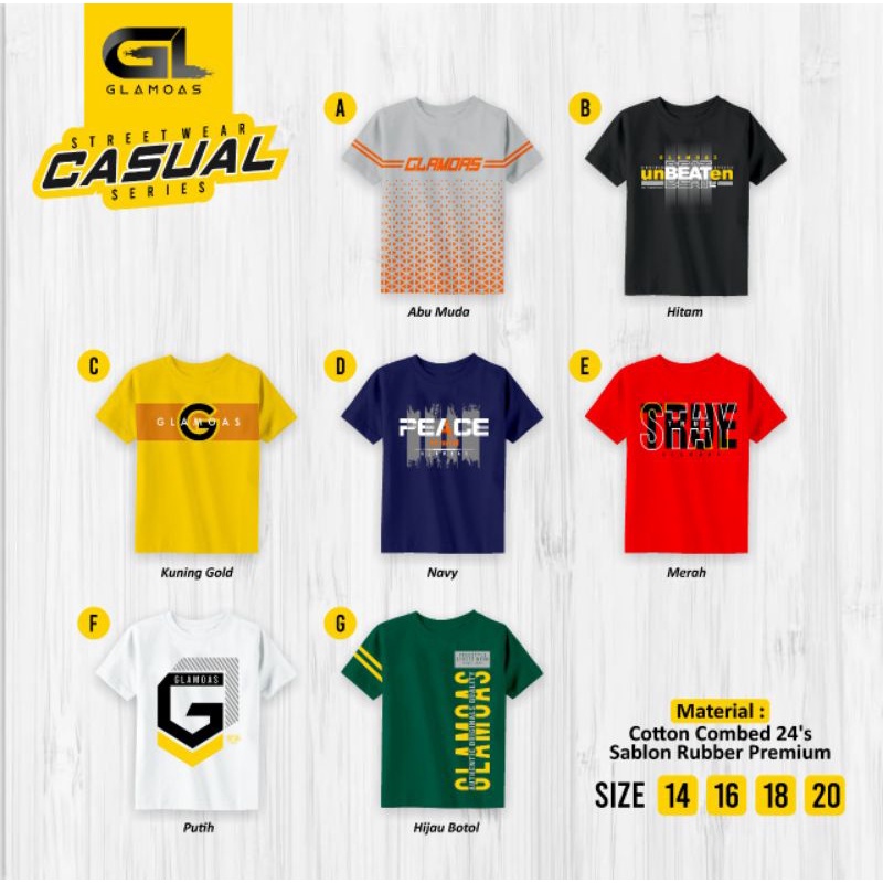 USIA 14 - 20 TH) BAJU KAOS ATASAN ANAK / REMAJA COWOK T-SHIRT STREETWEAR CASUAL BY GLAMOAS / ATASAN 