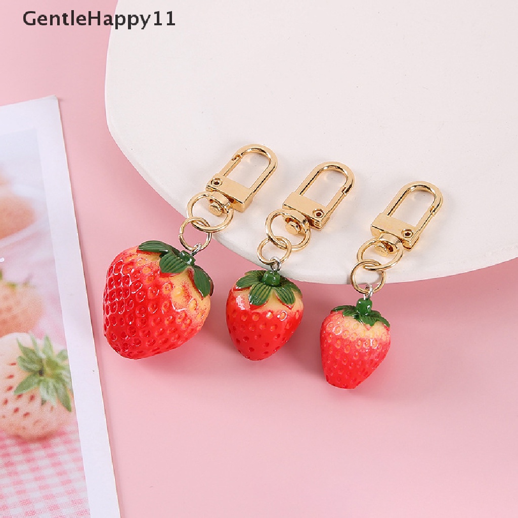 Gentlehappy 1Pc Strawberry Keychain Simulasi Buah Gantungan Kunci Mobil Gantungan Kunci Cincin Siswa Tas Ransel Liontin Hadiah Anak Aksesoris Gantung id