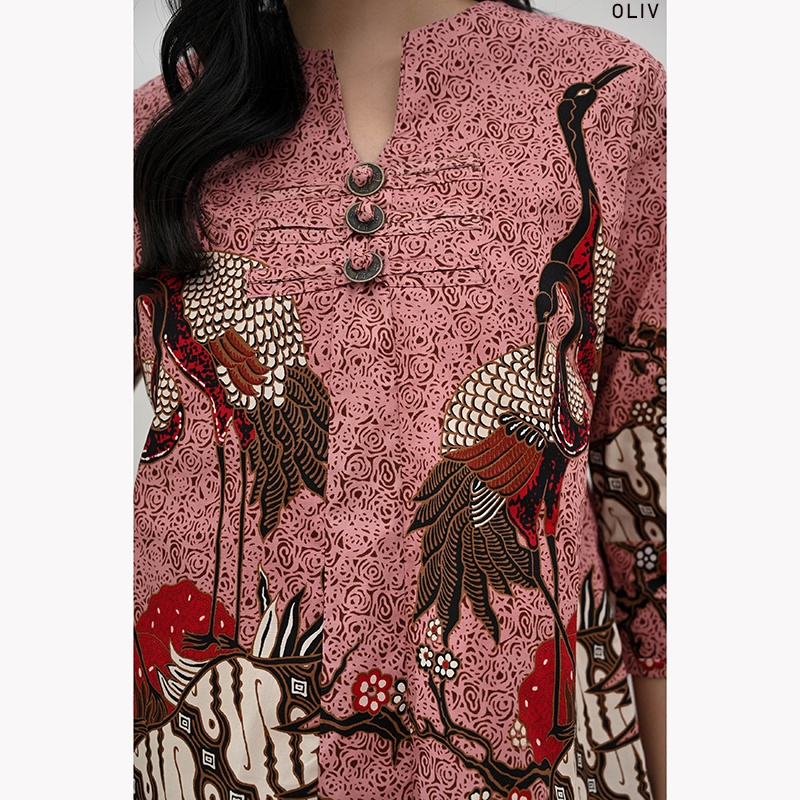 Oliv Atasan Batik Wanita / Batik Lengan Panjang / Batik Modern / Batik Family / Kebaya / Dina Top