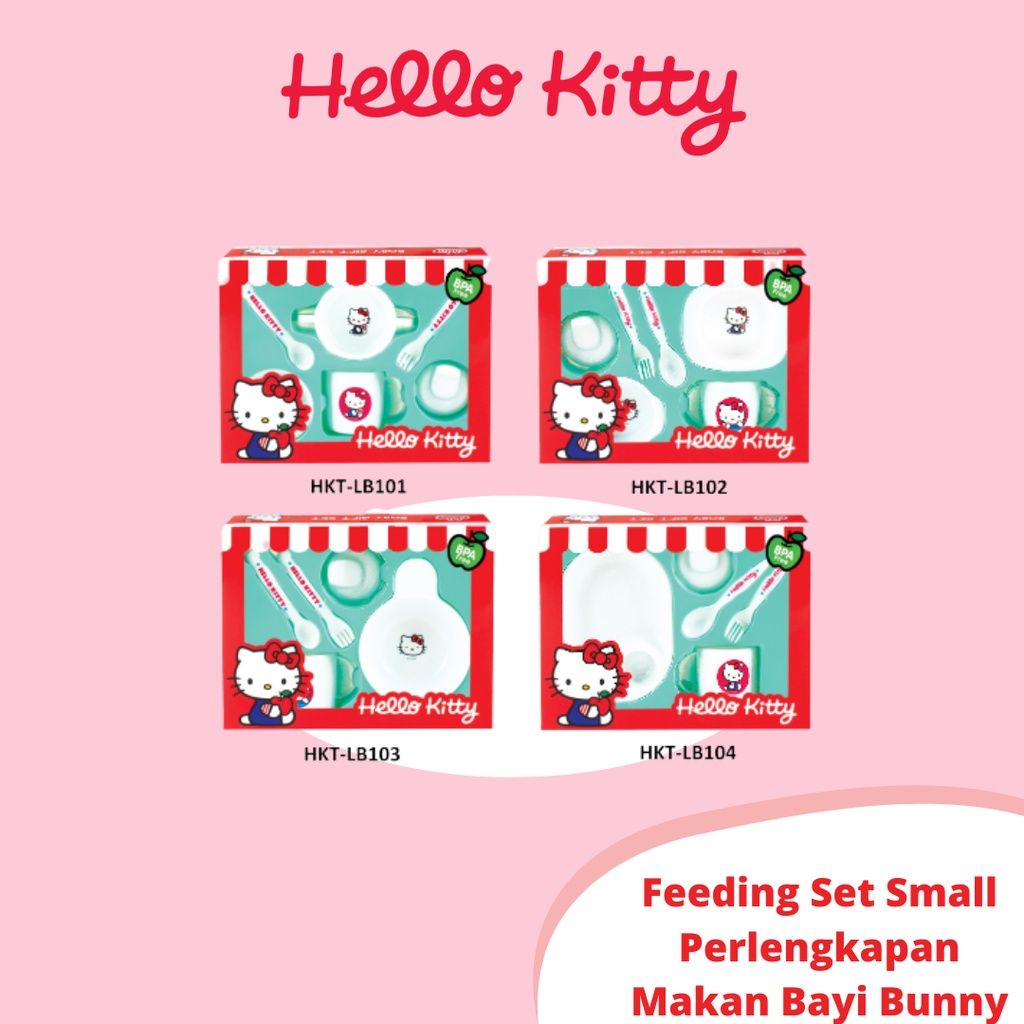 Lusty Bunny Hello Kitty Series Feeding Set - Set Peralatan Makan Anak - Ukuran Small