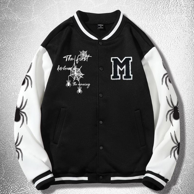 Jaket Varsity Outerwear Pria Wanita Baseball Unisex Varsity Jacket Style Keren Kekinian Baseball Jac