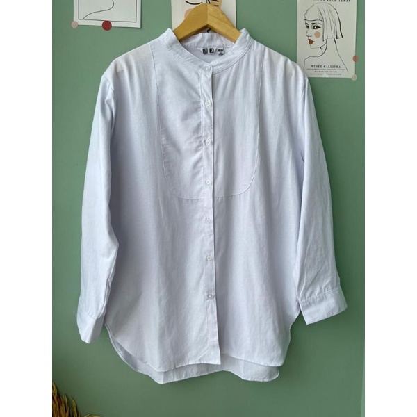 Unq oxford stand tunic collar shirt