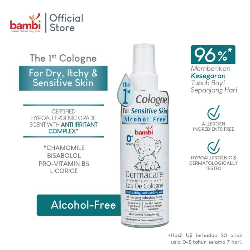 Bambi Dermacare Refreshing Pure Water Eau De Cologne 100 ml