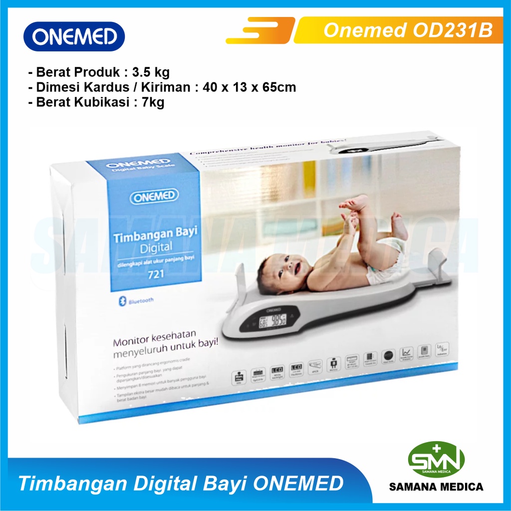 Timbangan Bayi Digital + Tinggi Badan ONEMED 721 Dengan BLUETOOTH Alat Ukur Berat Badan + Tinggi Badan Bayi Digital Onemed