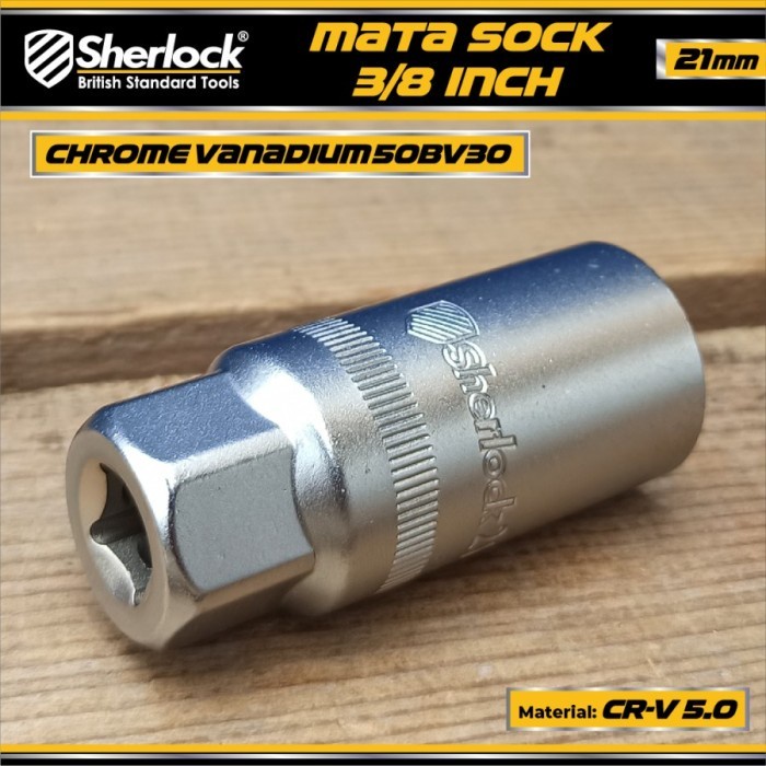 MATA SOCK KUNCI BUSI 21 MM X 3/8 INCH SHERLOCK SPARK PLUG SOCKET 3/8&quot;