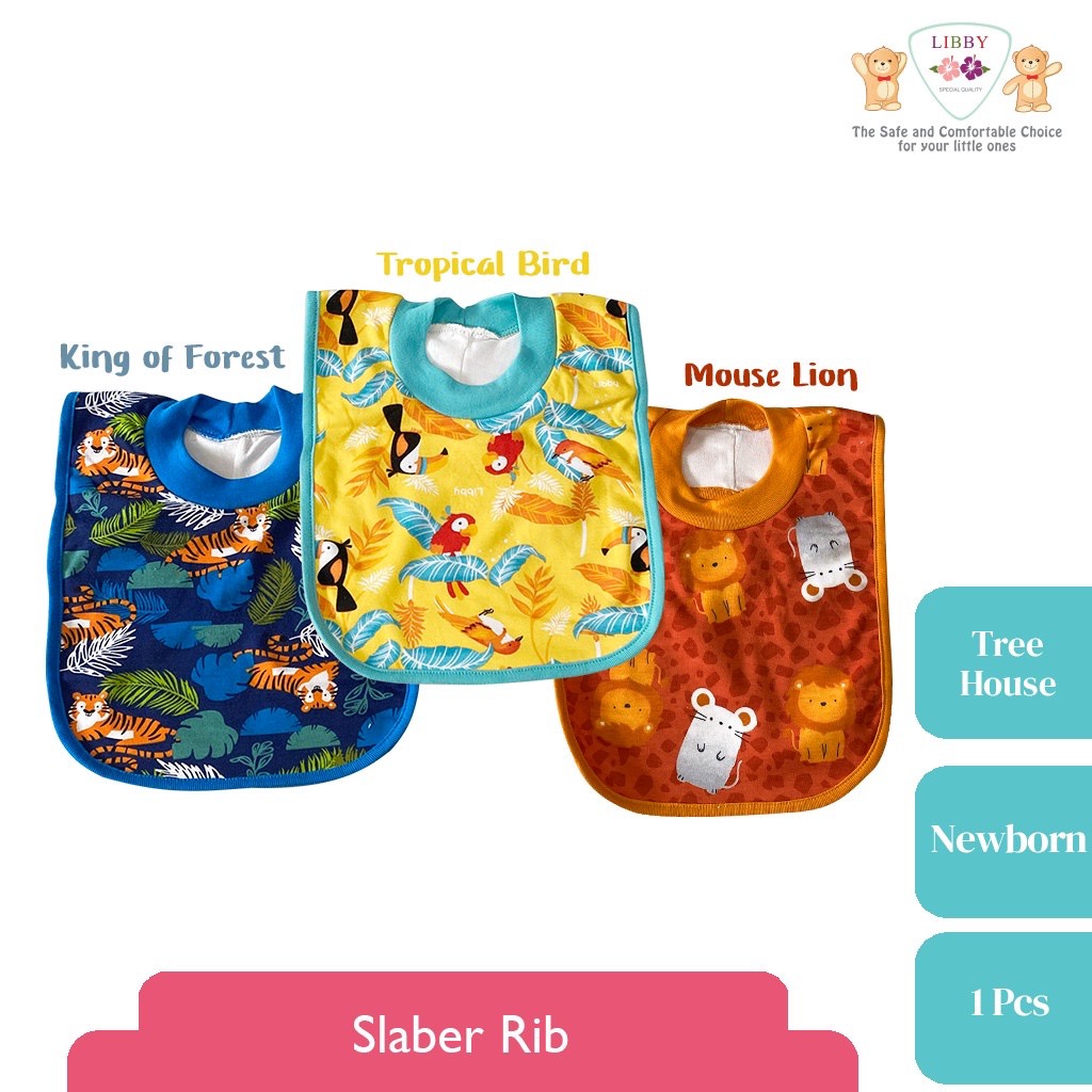 Slaber Libby Bahan Spesial Cotton Rib/Celemek makan bayi/libby baby Tree House