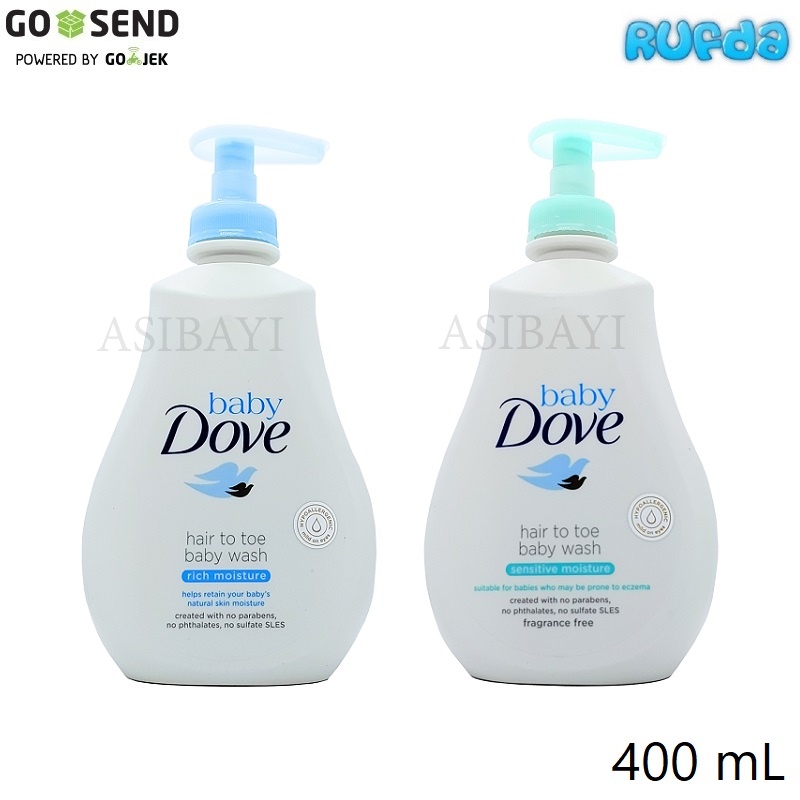 Baby Dove 400ml Hair to Toe Baby Wash Rich and Sensitive Sabun Mandi Cair Bayi Kulit Sensitive Eczema