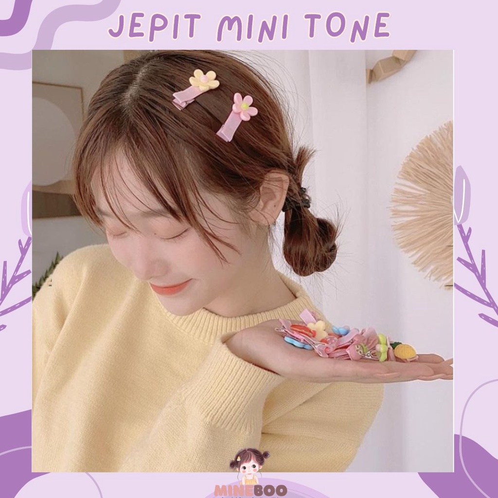 mineboo -  JEPIT RAMBUT MINI TONE 10PCS / Set Jepitan Rambut Anak Icon Karakter Import / Jepit Rambut Anak Karet Motif Karakter