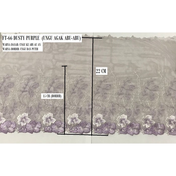 Renda Renda Tile Ft-66 Purple (Ungu) & Orange (Orens) Lebar: 22 Cm