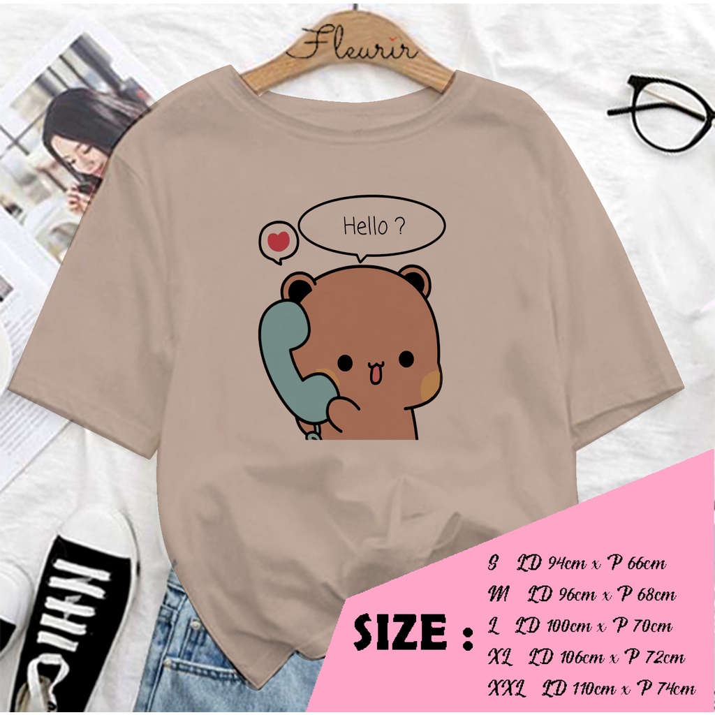 FLEURIR - COD KAOS WANITA PEACH HELLO PRIA REMAJA DEWASA UNISEX TSHIRT JUMBO