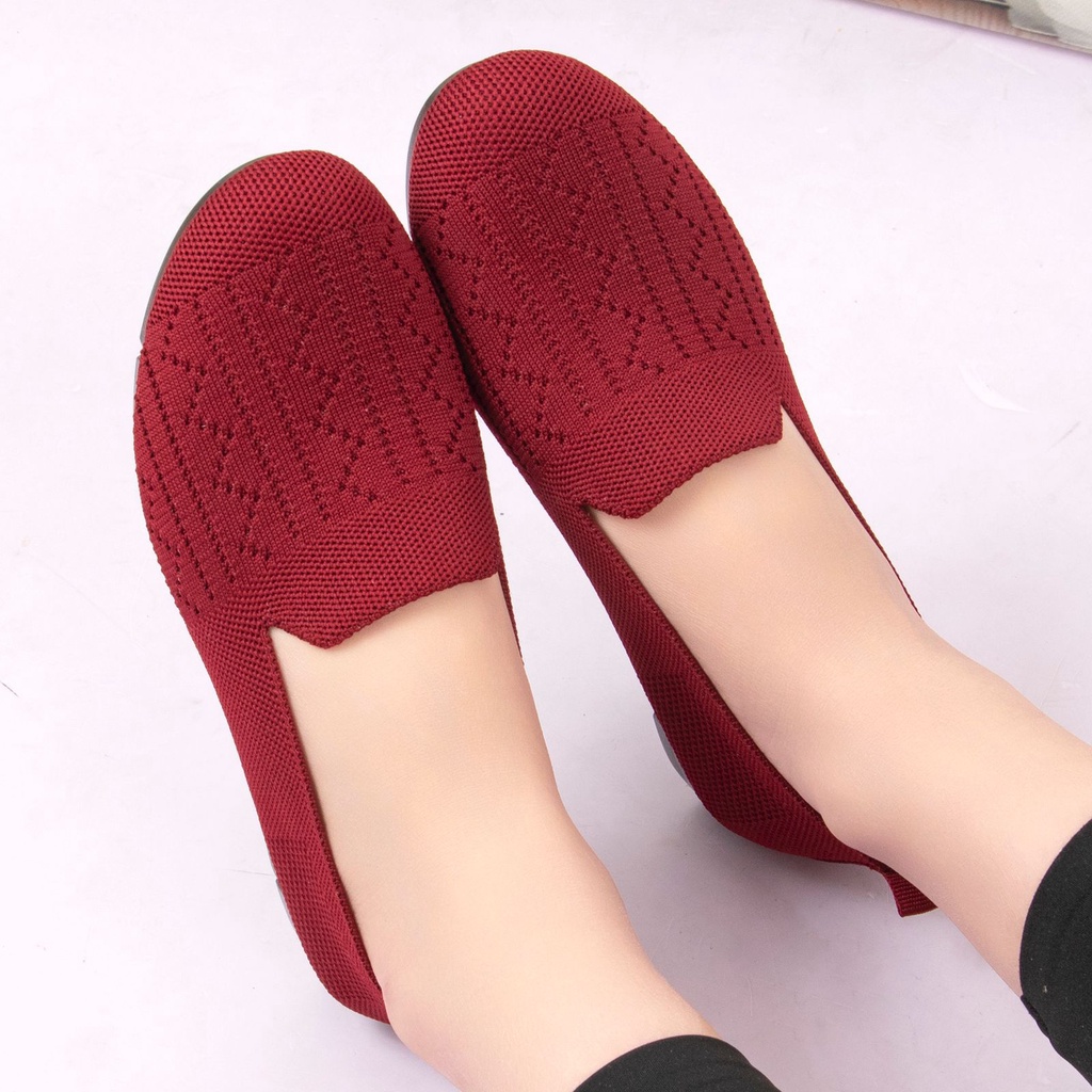 Permata  Sepatu Flat Shoes Wanita Import QP-603 Premium Quality  Fliknit Shoes