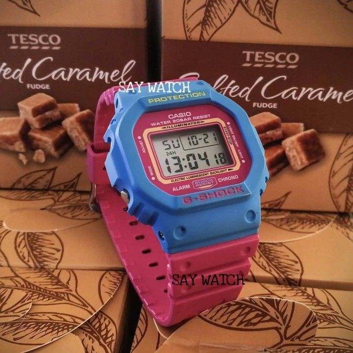 Jam Tangan Pria Casio G-Shock DW-5600 TB Blue Pink  5600TB