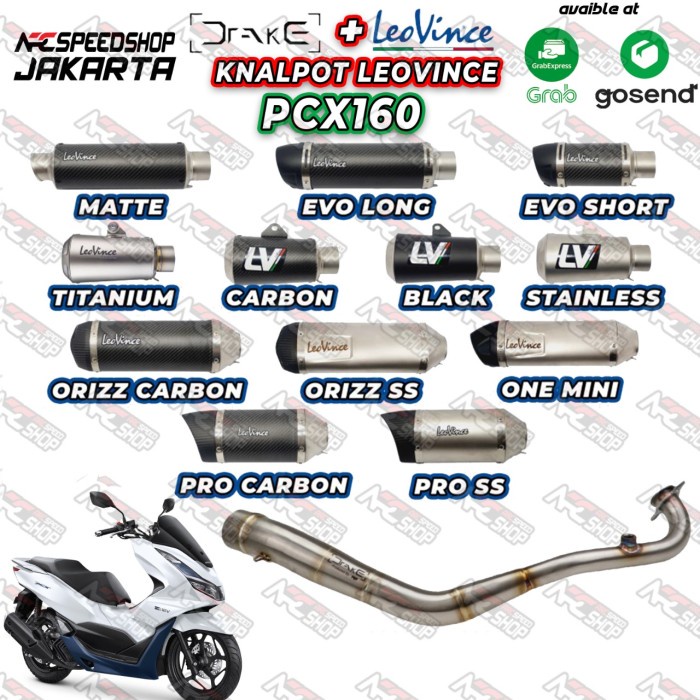 Header R9 Drake Honda Pcx 160 + Silencer Leovince Series #Original