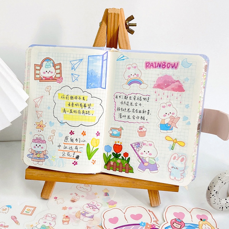 4pcs Stiker Kelinci Lucu DIY Bahan Washi Stiker Akun Tangan Untuk Diary Notebook Ponsel Stiker2023Tahun Baru Tema Dekorasi Stiker Alat Tulis