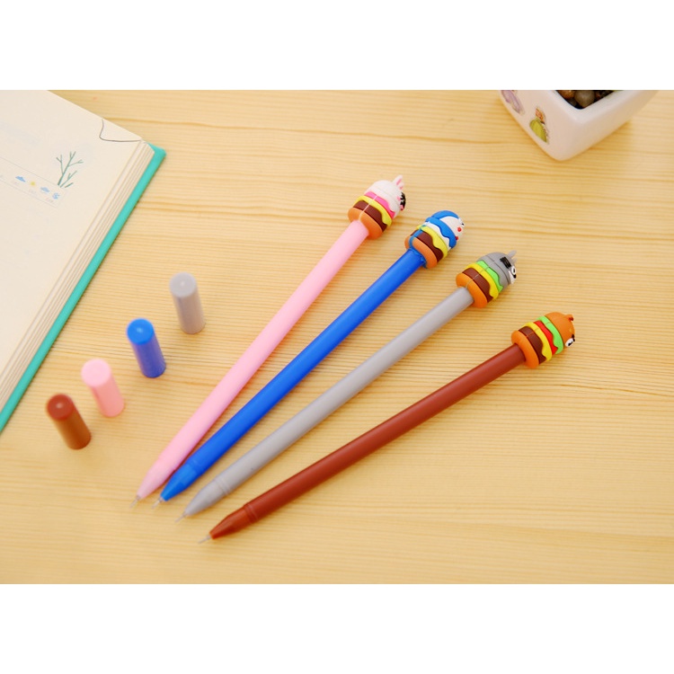 Pena Hamburger Cartoon Pulpen Burger Unik Pen Burger Kartun Line Alat Tulis DD442