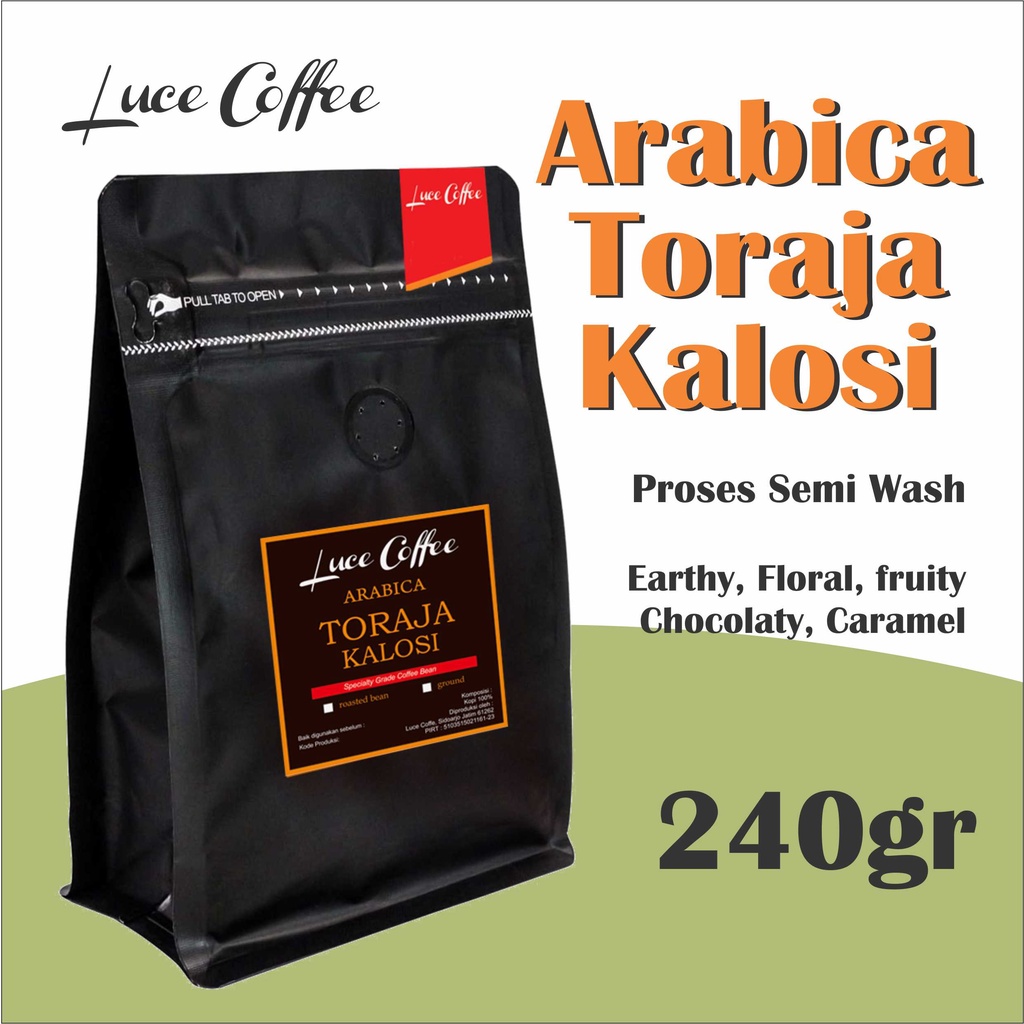 

Luce Coffee, Kopi Arabika Toraja Kalosi 240gr - Biji atau Bubuk