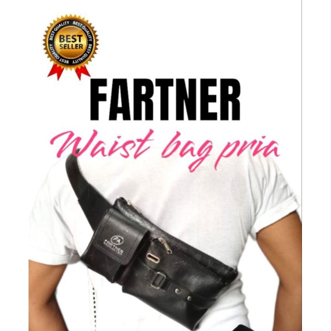 FA Waist bag tas selempang pria plus ikat pinggang kulit