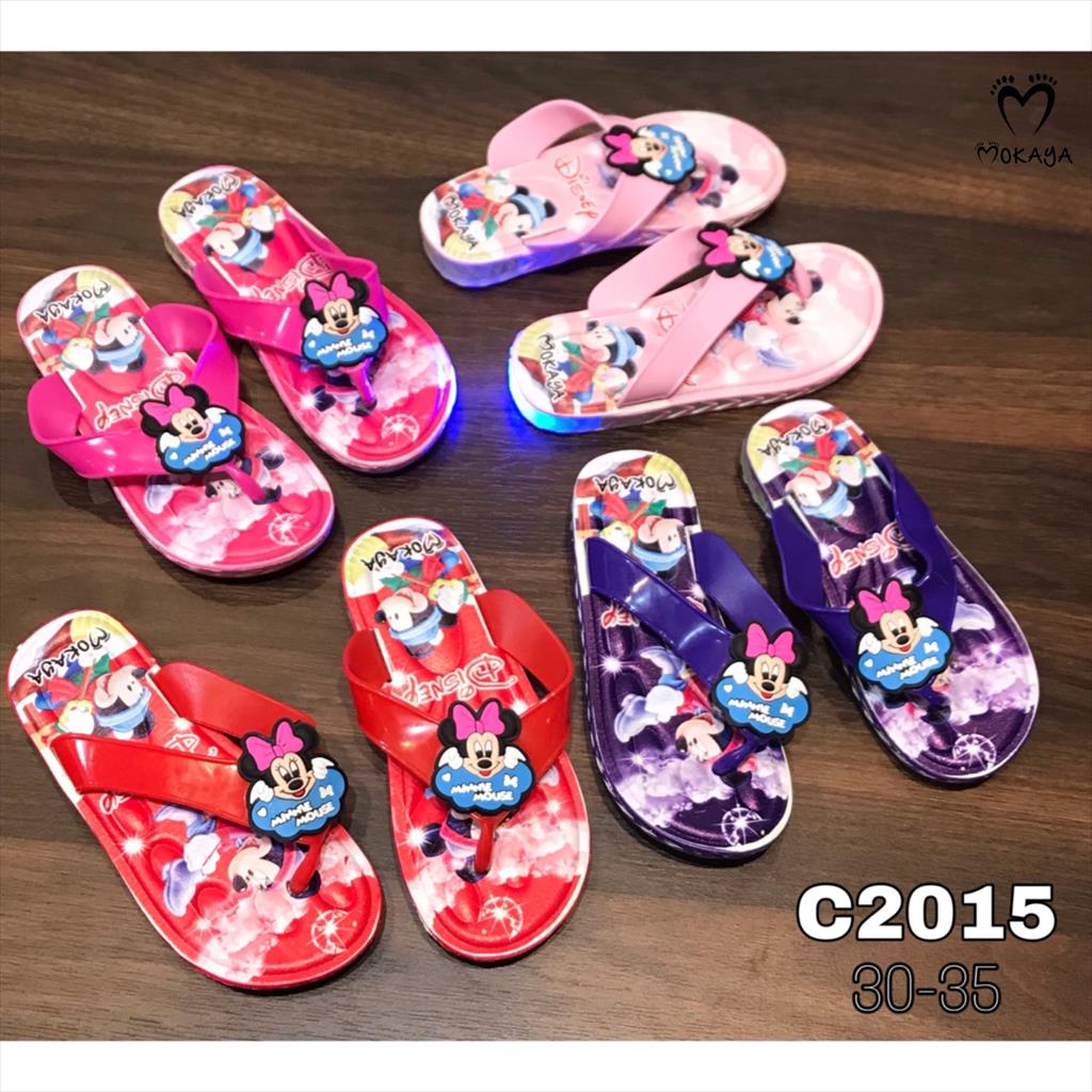 Sandal Jepit Jelly Anak Cewek Lampu LED Minnie Mouse Super Pretty Cute Kekinian Import Mokaya / Size 30-35 (C2015)