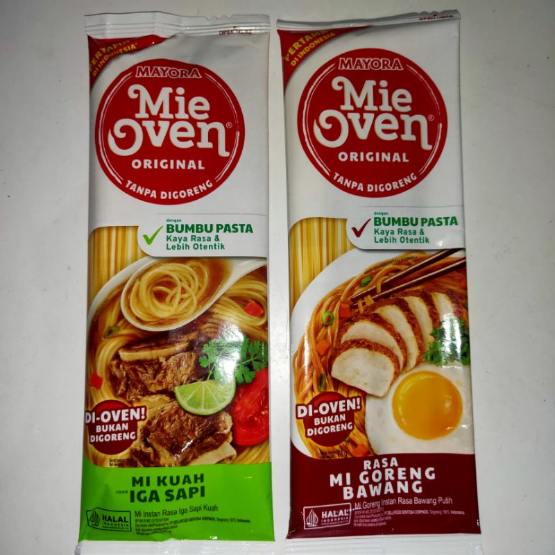 

MIE OVEN ORIGINAL MI INSTAN KUAH RASA IGA SAPI 78g / MI GORENG BAWANG 71g MAYORA