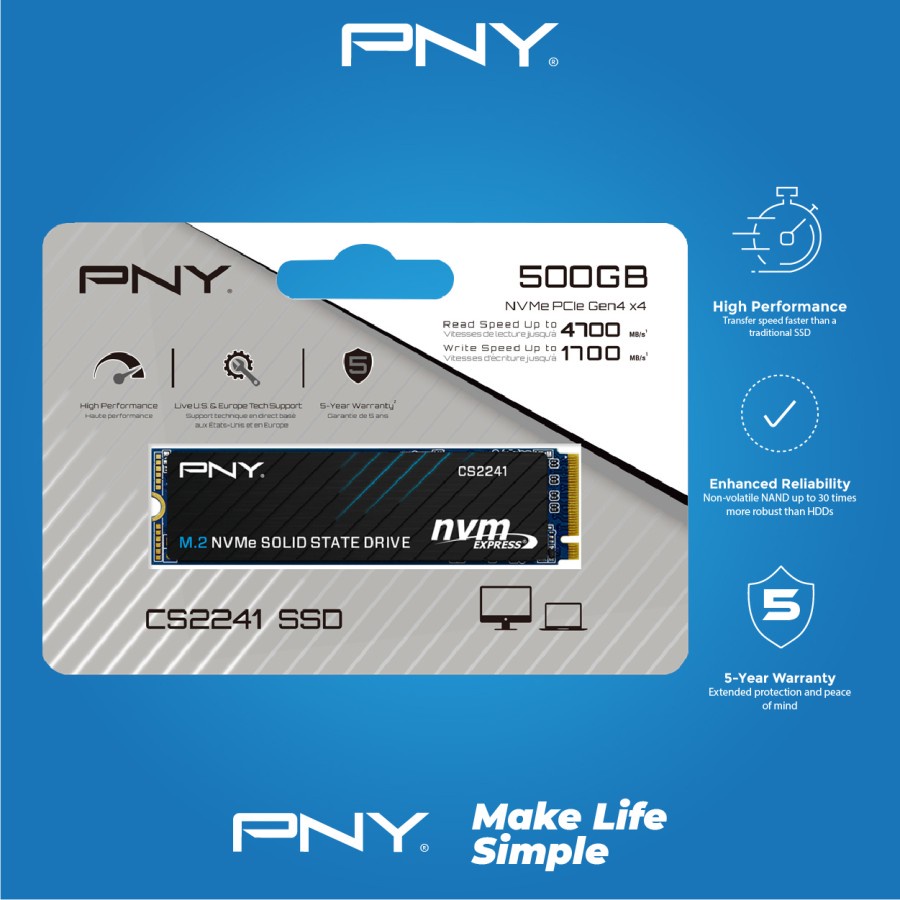 PNY SSD 500GB M.2 NVME CS2241 PCIE Gen 4x4