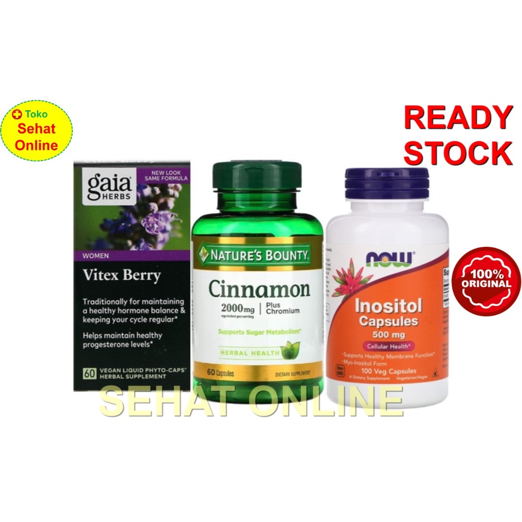 Paket PCOS Gaia Vitex 60 Caps + Cinnamon + Inositol 500 mg