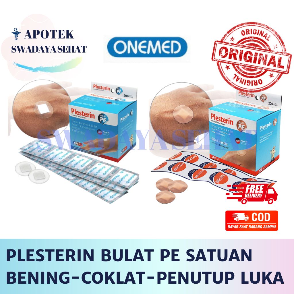 PLESTERIN BULAT PE Bening Coklat Ecer Satuan Onemed - Plester Penutup Luka Suntik Jarum P3K Anti Air Transparan