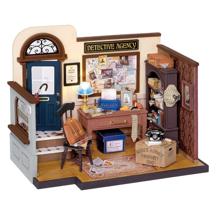 ROLIFE Robotime Mose's Detective Agency DIY Miniature House Kit DG157 Hobby And Toy Collection