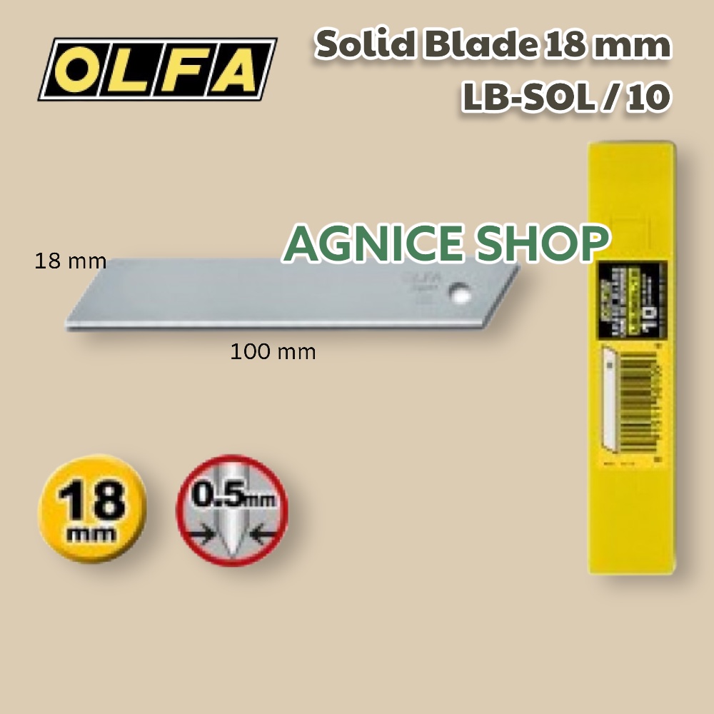

REFIL- Olfa Cutter LB-SOL-10 Solid Blade 18 mm 10 pcs Per Pack Spare Blade