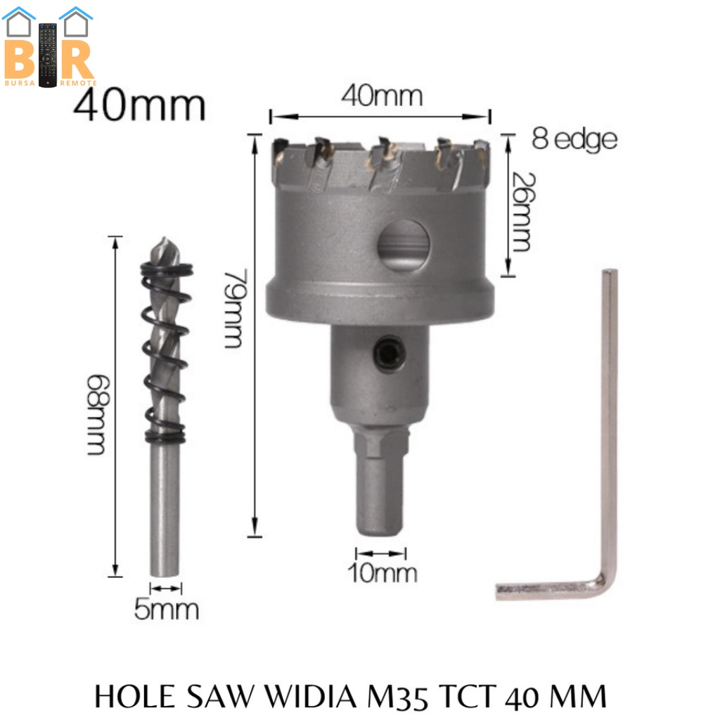 Mata Bor Hole Saw TCT Widia M35 Besi Metal Carbide HSS 15MM - 25MM