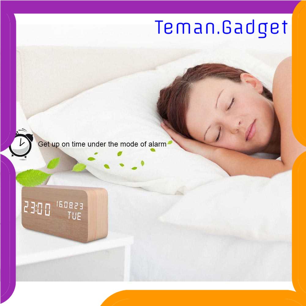 TG-PJM Lovin Jam Weker Alarm Motif Kayu Digital Voice Control - TX602