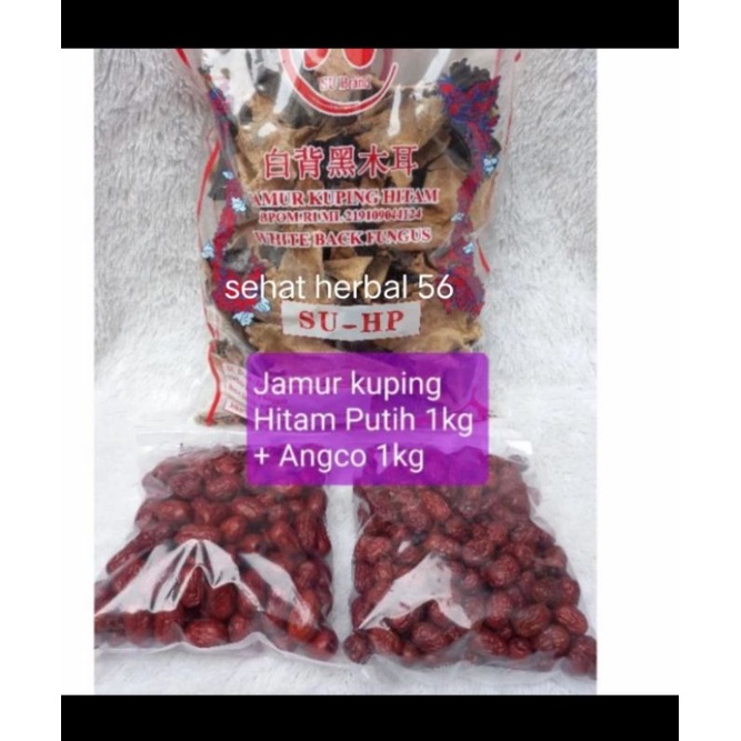 

Jamur kuping Hitam putih Su Brand 1kg + Angco 1kg