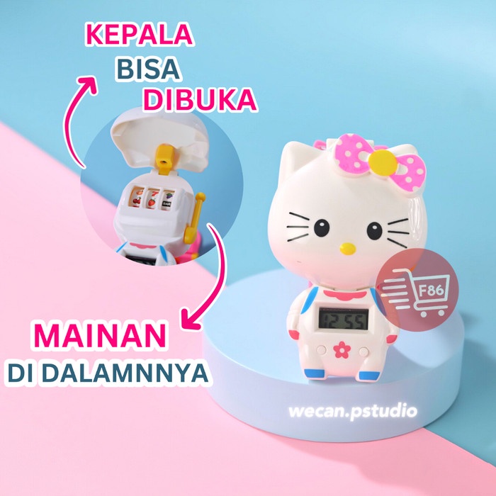 Jam Tangan Anak Pencet + Bonus Mainan Spin Banyak Karakter Cewe HELLOK