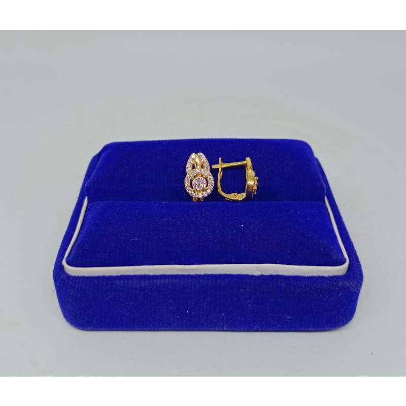 anting jepit bunny mp full / anting perak asli silver 925 lapis emas/ anting fashion wanita terbaru