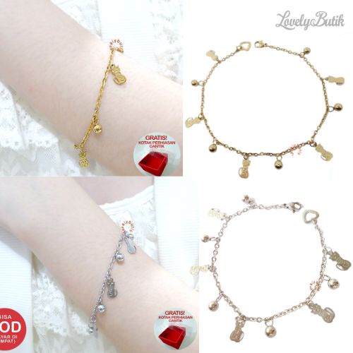 Gelang Tangan Titanium Wanita Gelang Kitten Model Terbaru Bonus Kotak Perhiasan - Lovelybutik