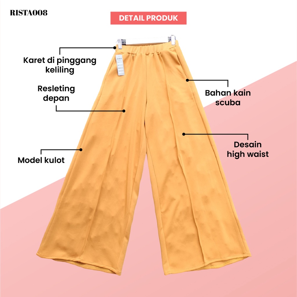 Zaya Celana Kulot Scuba High Waist Jumbo Oversize Fashion Wanita Kualitas Premium