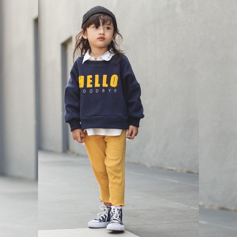 Celana Legging Anak Curly Ruffle Knit Tee | Bawahan Celana Anak Bahan Rib Knit Halus dan Lembut | Bawahan Anak Cewek