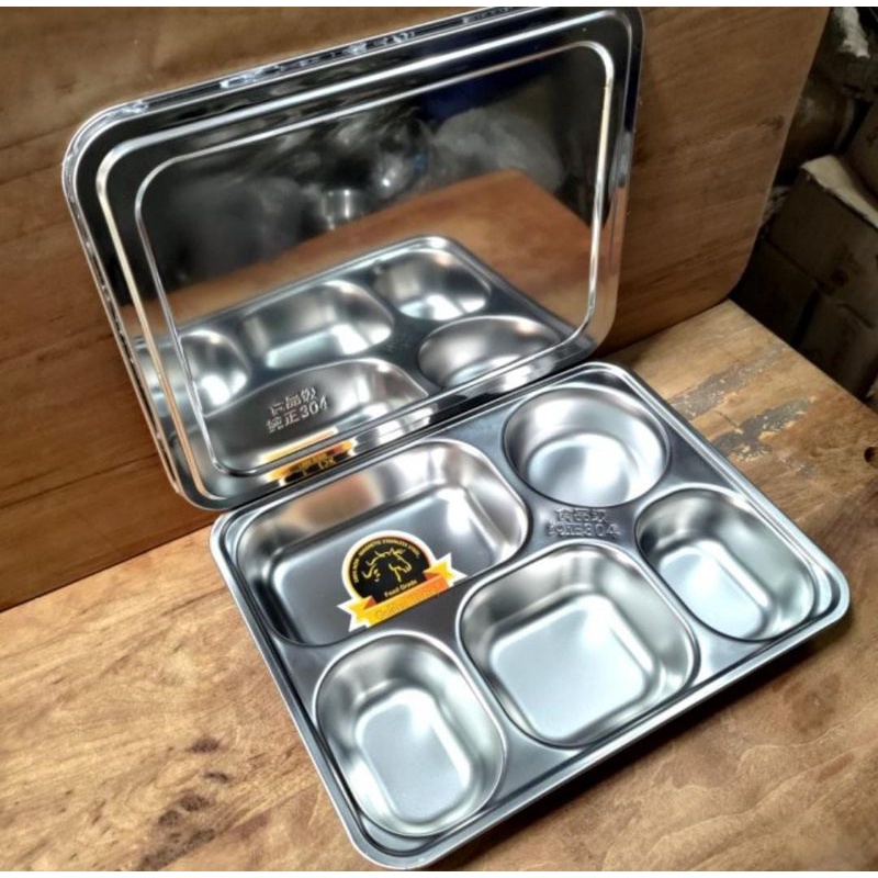 Nampan plato stainless dengan tutup