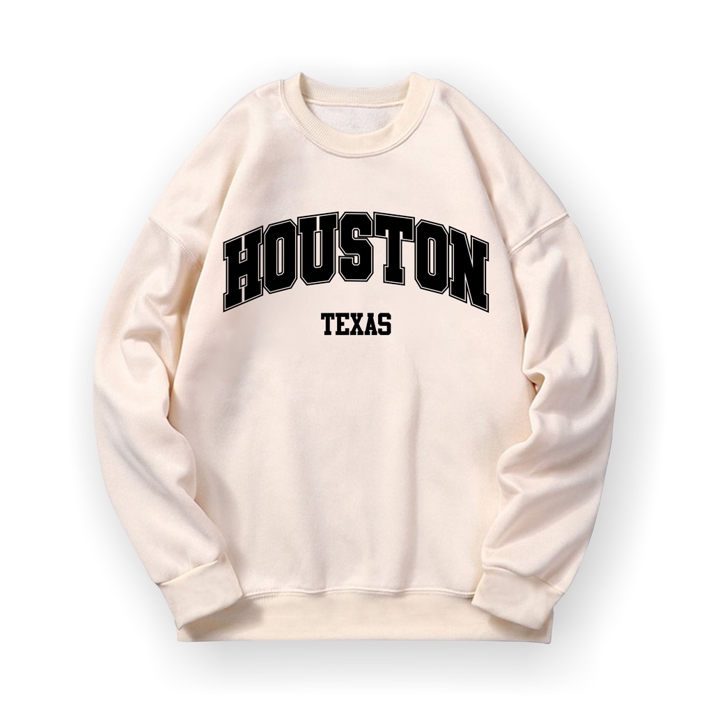 HOUSTON TEXAS Sweater Crewneck Print DTF II HOUSTON TEXAS Sweatshirt Basic II Sz M - XL Anak &amp; Dewasa ( Pria &amp; Wanita )