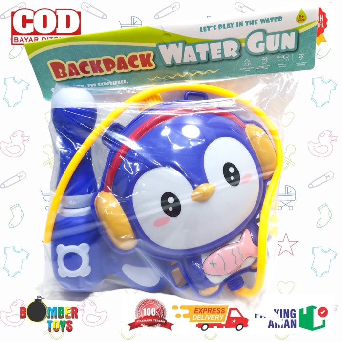 MAINAN ANAK WATER GUN BACKPACK TAS PISTOL AIR UNICORN PINGUIN OWL KADO