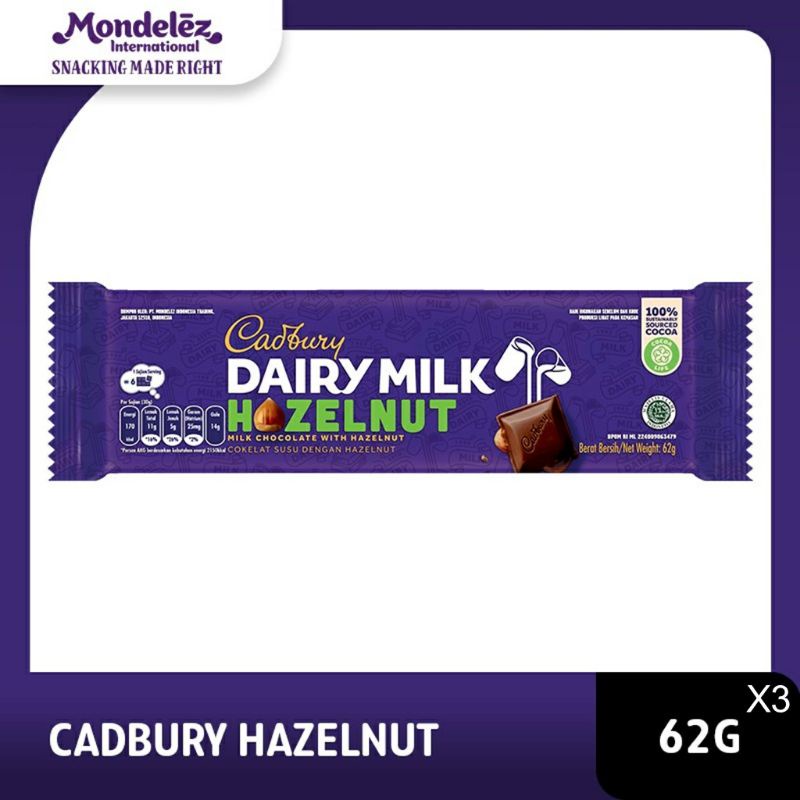 

Cadbury Dairly Milk Hazelnut 62Gram - Triple pack 3 Pcs