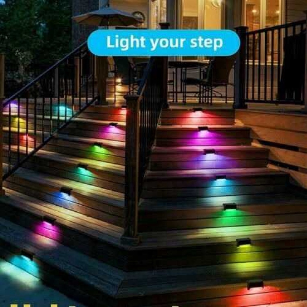 Lampu Solar Taman Solar Outdoor Pagar Balustrade Light IP65 RGB 4PCS