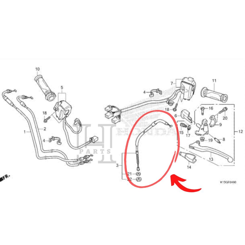 KABEL TALI KOPLING CABLE COMP, CLUTCH NEW CB 150R STREETFIRE K15G 22870-K15-920 ASLI ORIGINAL AHM HGP HONDA
