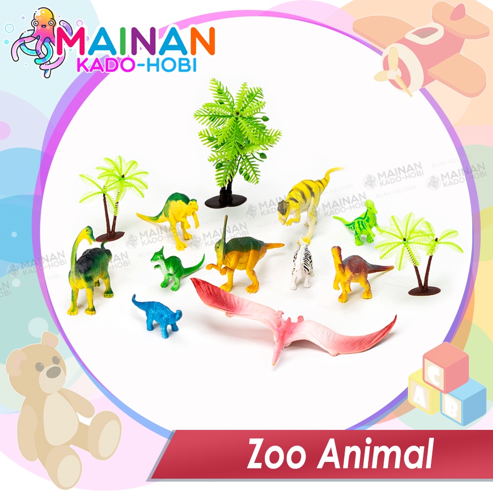 HADIAH KOLEKSI ANAK PAJANGAN SET MINIATUR ZOO ANIMAL DINOSAURUS