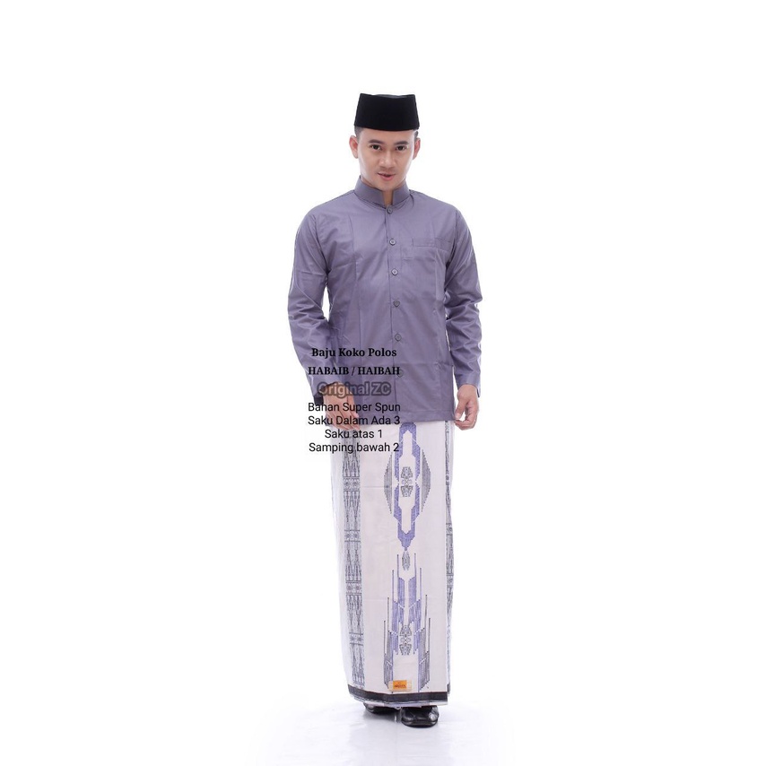 Baju Koko Polos Haibah / Habaib Koko polos putih / Koko  Polos Silver / Koko polos Warna Warni