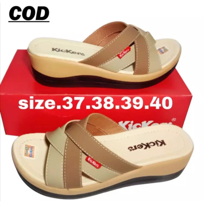 Sandal Wedges Wanita Kickers Kekinian Sandal Sendal Wanita Wedges Terbaru Murah