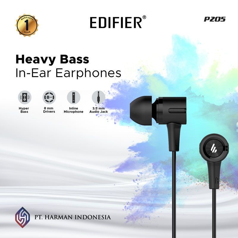 Earphone EDIFIER Semi In-Ear Headset 8mm Super Bass Jack 3.5mm P205