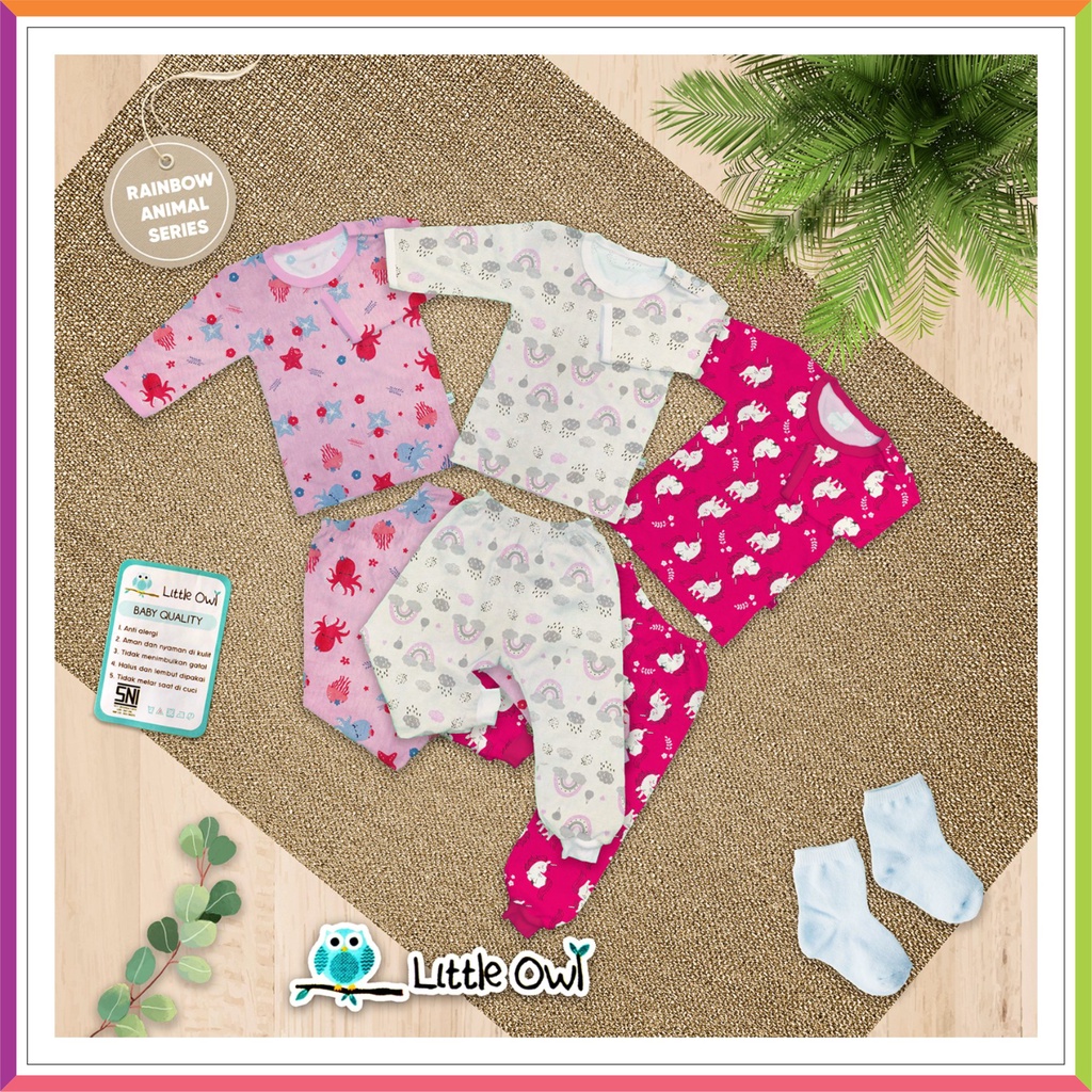 LITTLE OWL - BABY SET | SETELAN BAYI OBLONG PANJANG MIRIP VELVET ❤ Fashionbabies ❤